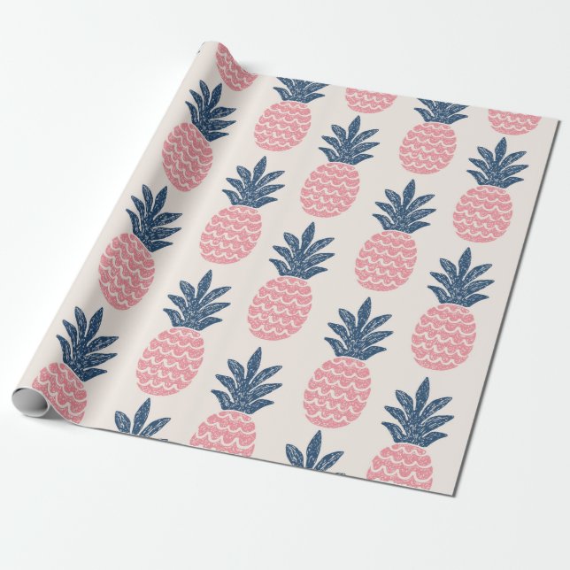 Fun pineapple seamless pattern wrapping paper (Unrolled)