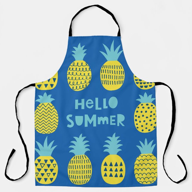 Fun Pineapple Vintage Card Design Apron (Front)