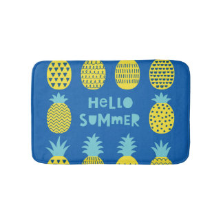 Fun Pineapple Vintage Card Design Bath Mat