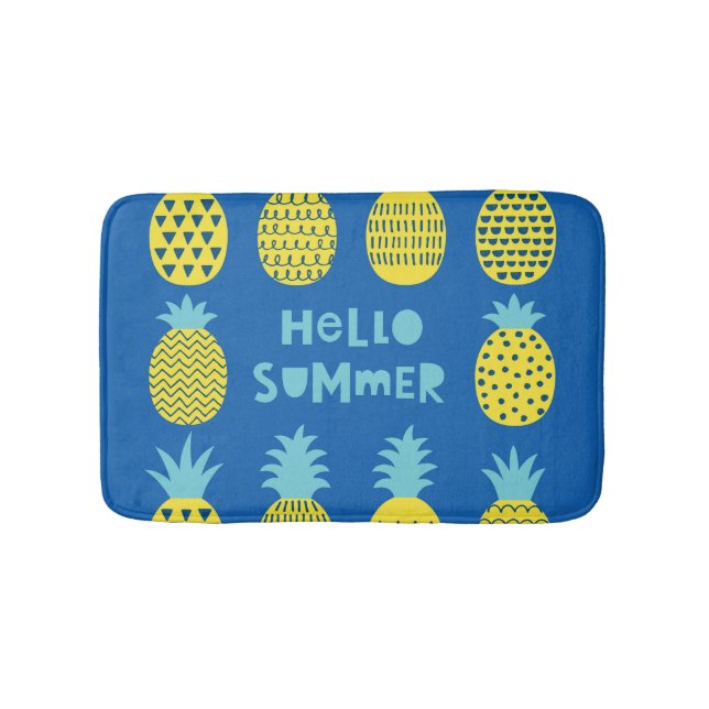 Fun Pineapple Vintage Card Design Bath Mat (Front)