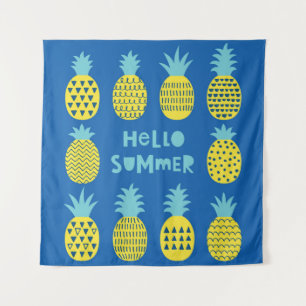Fun Pineapple Vintage Card Design Tapestry