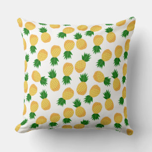 Fun Pineapple Yellow Green Fruit Pattern Design Throw Pillow