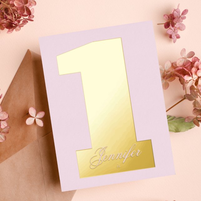 Fun Pink 1st Girl Modern Gold Pressed Birthday (Creator Uploaded)