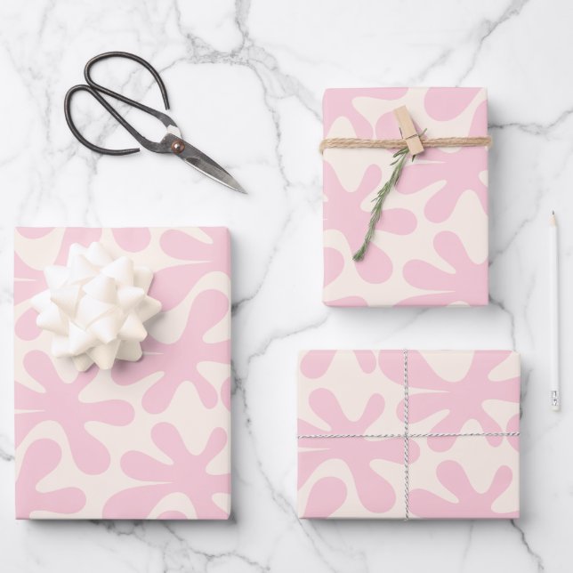 Fun Pink Amoeba Dance Abstract Modern Pattern Wrapping Paper Sheet (Front)