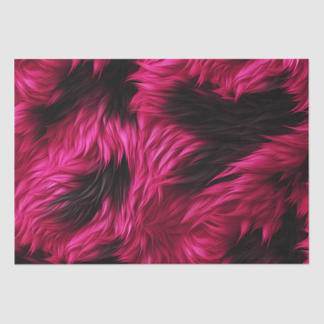 Fun Pink and Black faux monster fur texture Tissue Paper (Front)