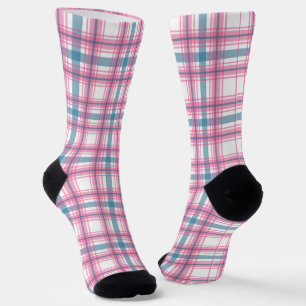 Fun Pink And Blue Tartan Christmas  Socks