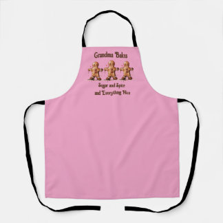 Fun Pink and Cheerful Grandma Bakes Gingerbread Apron