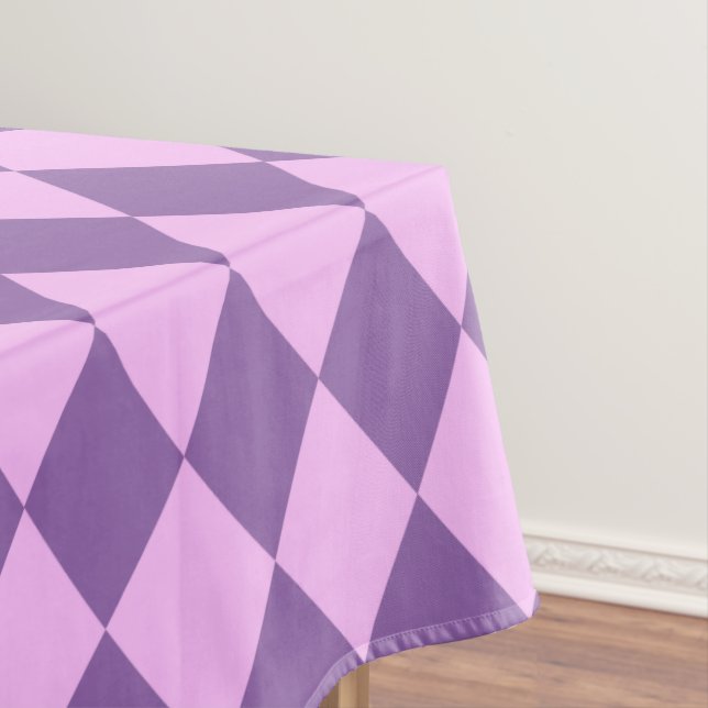 Fun Pink and Orchid Purple Harlequin Design Tablecloth (In Situ)