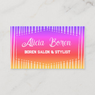 fun pink and yellow stripes patterned stylist business card