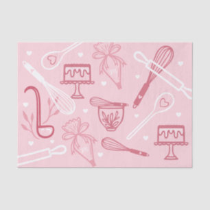 Fun Pink Baking & Cooking Utensil Pattern Tissue Paper