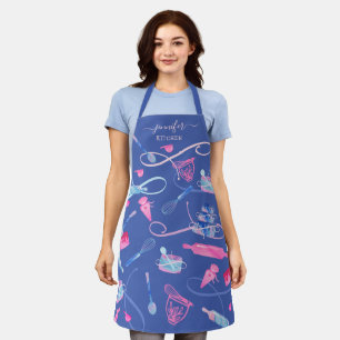 Fun Pink Blue Marble Bakery Cakes Tools & Utensils Apron