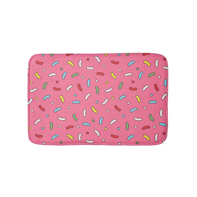 Fun Pink Candy Sprinkles Pattern  Bath Mat (Front)