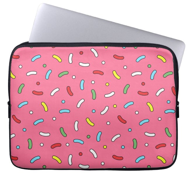 Fun Pink Candy Sprinkles Pattern Laptop Sleeve (Front)
