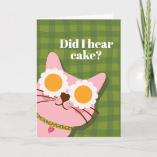 Fun Pink Cat Personalized Birthday Card