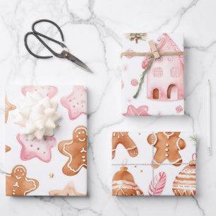 Fun Pink Christmas Sweet Treats Wrapping Paper Sheet