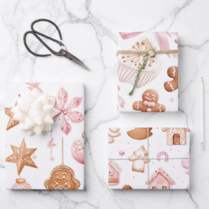 Fun Pink Christmas Sweet Treats Wrapping Paper Sheet
