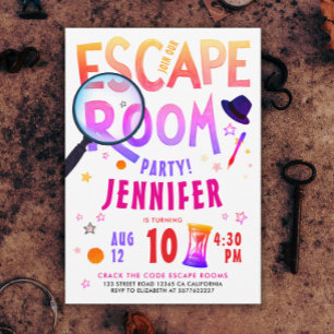 Fun Pink Escape Room Game Scavenger Hunt Bold Typo Invitation