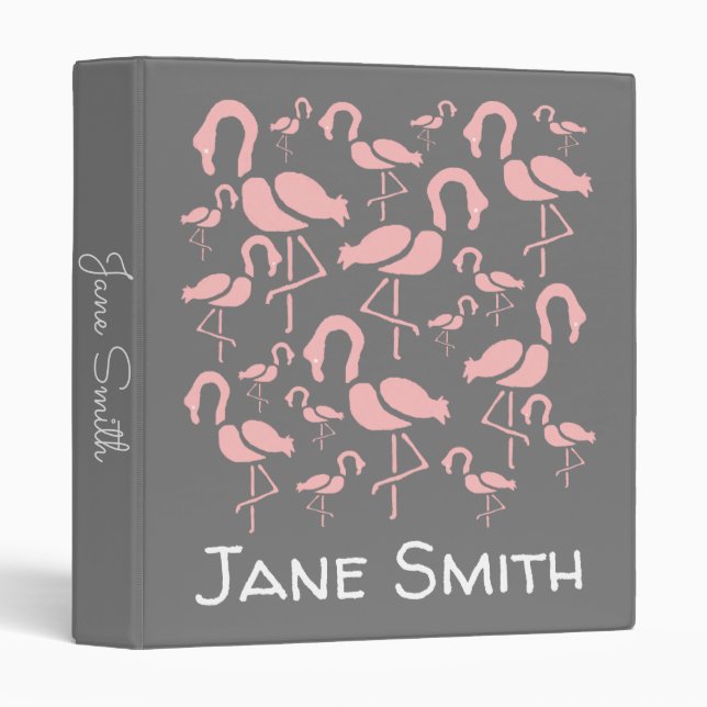 Fun Pink Flamingo bird art Binder (Front/Spine)