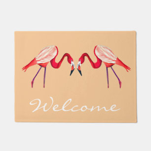 Fun Pink Flamingo bird art Doormat
