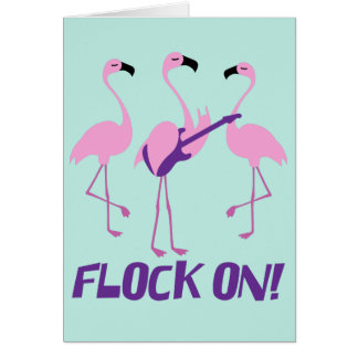 Fun Pink Flamingo Card - Rock Music Playing