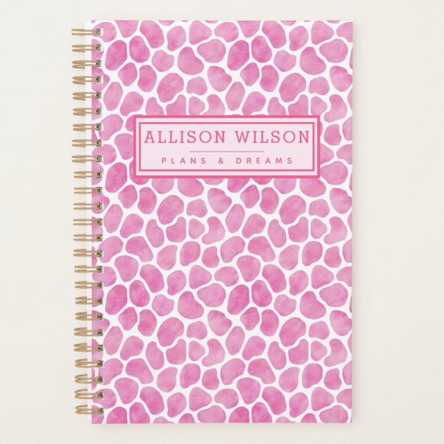 Fun Pink Giraffe Print Planner (Front)