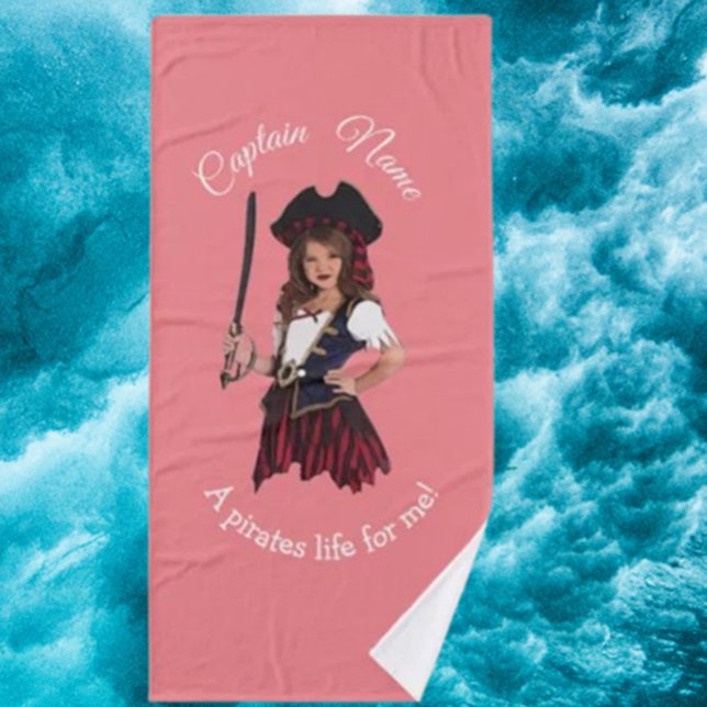 Fun Pink Girl Pirate  Bath Towel (Make bath time exciting with our Fun Pink Girl Pirate Bath Towel )