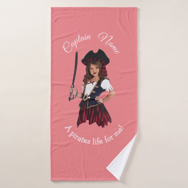 Fun Pink Girl Pirate  Bath Towel (Bath Towel)