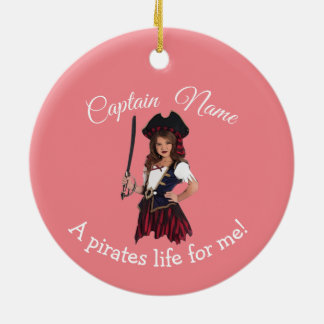 Fun Pink Girl Pirate   Ceramic Ornament