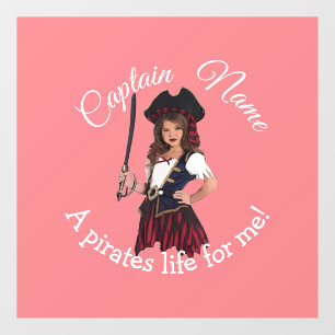 Fun Pink Girl Pirate  Window Cling
