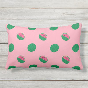 Fun Pink Green Watermelon Pattern Summer Outdoor Lumbar Pillow