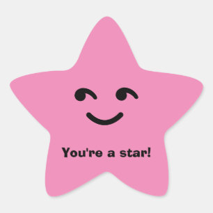 Fun Pink Happy Smiling Face You're A Star School Star Sticker