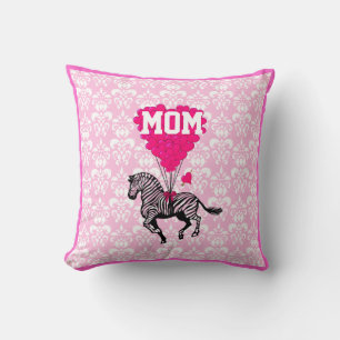 Fun pink heart and zebra for mom throw pillow