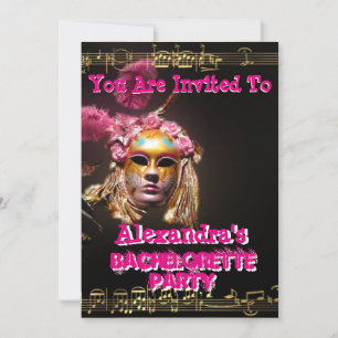 Fun pink masquerade girl bachelorette party invitation