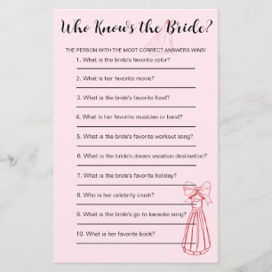 Fun Pink & Red Who Knows the Bridal Game