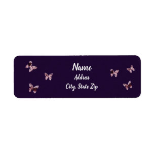 Fun Pink Satin Butterflies Royal Purple Address