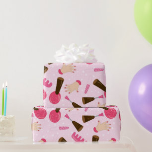 Fun pink spa pattern party wrapping paper