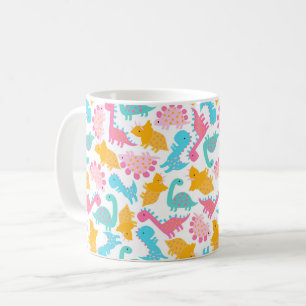 Fun Pink & Teal Dinosaur Pattern Coffee Mug
