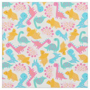 Fun Pink & Teal Dinosaur Pattern Fabric