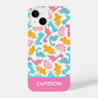 Fun Pink & Teal Dinosaur Pattern