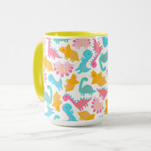 Fun Pink & Teal Dinosaur Pattern Mug