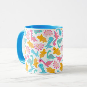 Fun Pink & Teal Dinosaur Pattern Mug