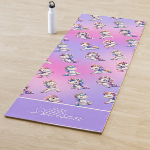 Fun Pink Unicorn Yoga Mat