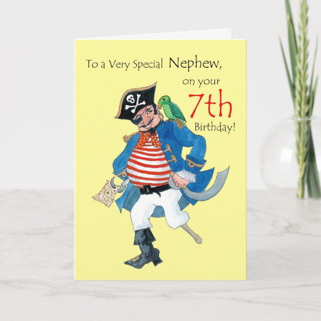 Fun Pirate 7e carte d'anniversaire pour Nephew sur (Devant)