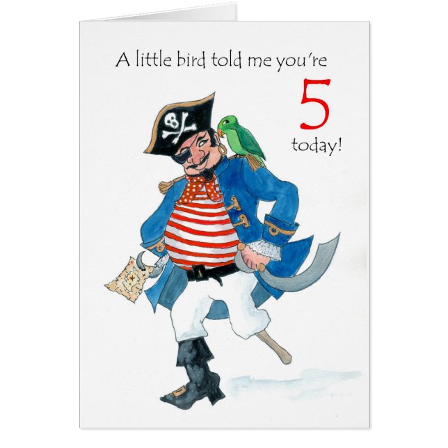 Fun Pirate and Parrot 5th Birthday (Front)