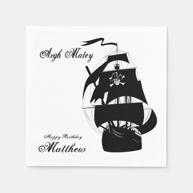 Fun, Pirate Birthday Party, Custom Napkins (Front)
