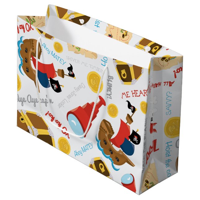 Fun Pirate ship pattern party gift bag (Front Angled)