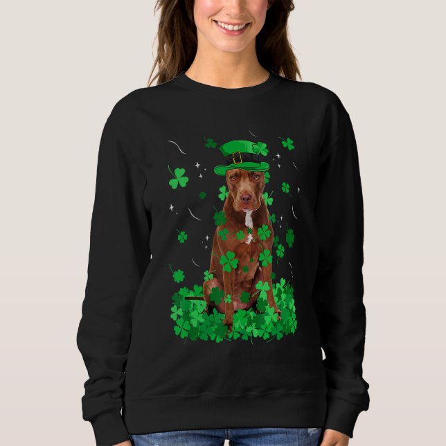 Fun Pitbull Dog St Patrick S Day Irish Shamrock Sweatshirt (Front)