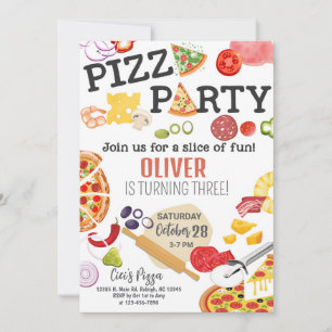 Fun Pizza ANY AGE kids birthday invitation. Invitation