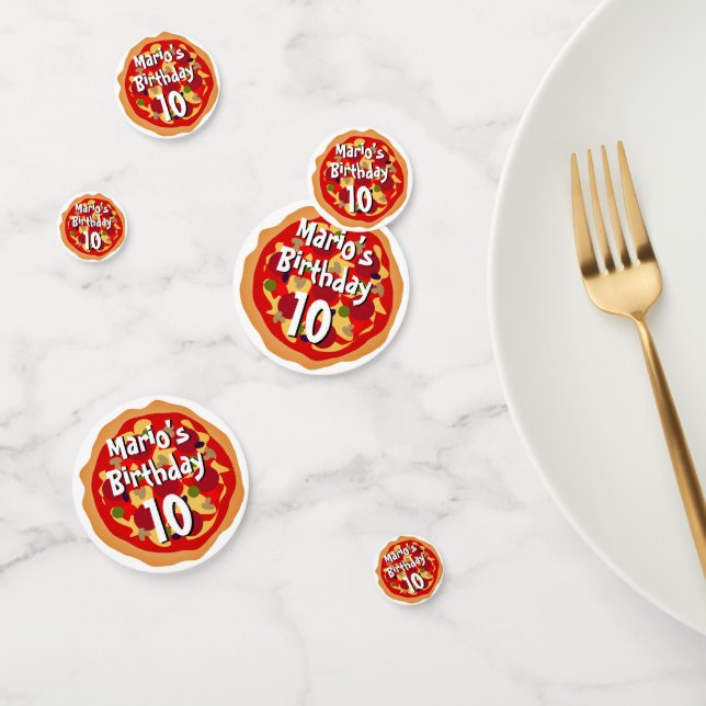 Fun pizza Birthday party table decor confetti (Group)