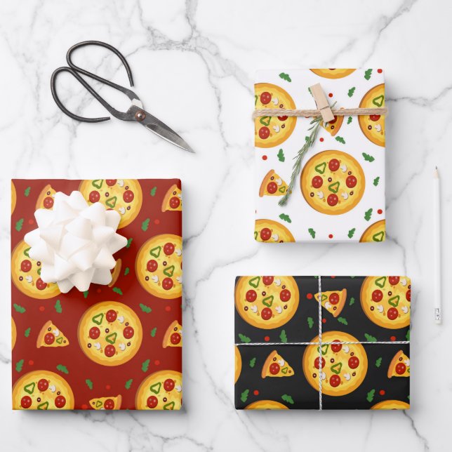 fun pizza food pattern wrapping paper sheet (Front)